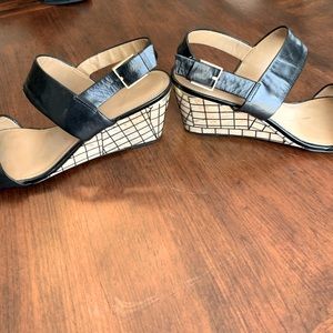 Calvin Klein Black Peony Wedge Sandals